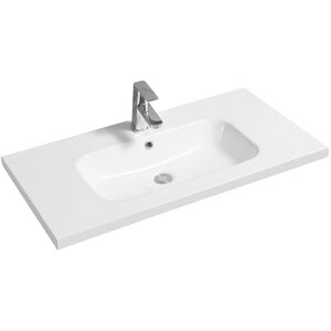 Ceramic 81cm Mid-Edge Inset Basin with Oval Bowl