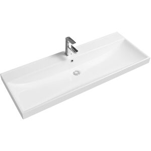 Ceramic 120.5cm Thick-Edge Inset Basin with Scooped Full Bowl
