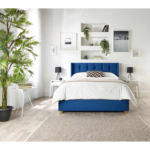 Catherine Lansfield Utopia Ottoman Wing Bed in Navy Velvet