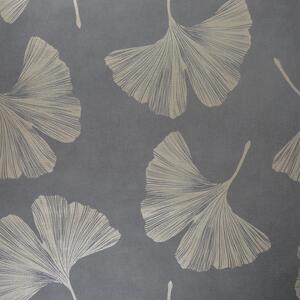 GoodHome Ginkgo Leaf Mocha Wallpaper Metallic Paste The Wall Vinyl