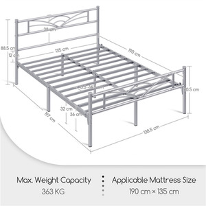 Silver / Double Metal Bed Frame with Cloud Design shot 7825251