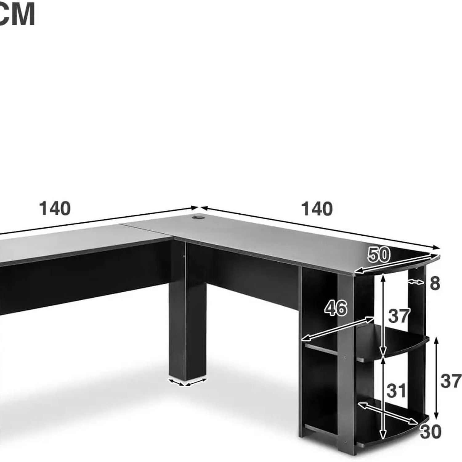 Corner Desk For Home Office L-shaped For Gaming Or Study - Black