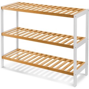 3 Tier Natural Bamboo Shoe Rack Easy Assembly Shelf Organizer