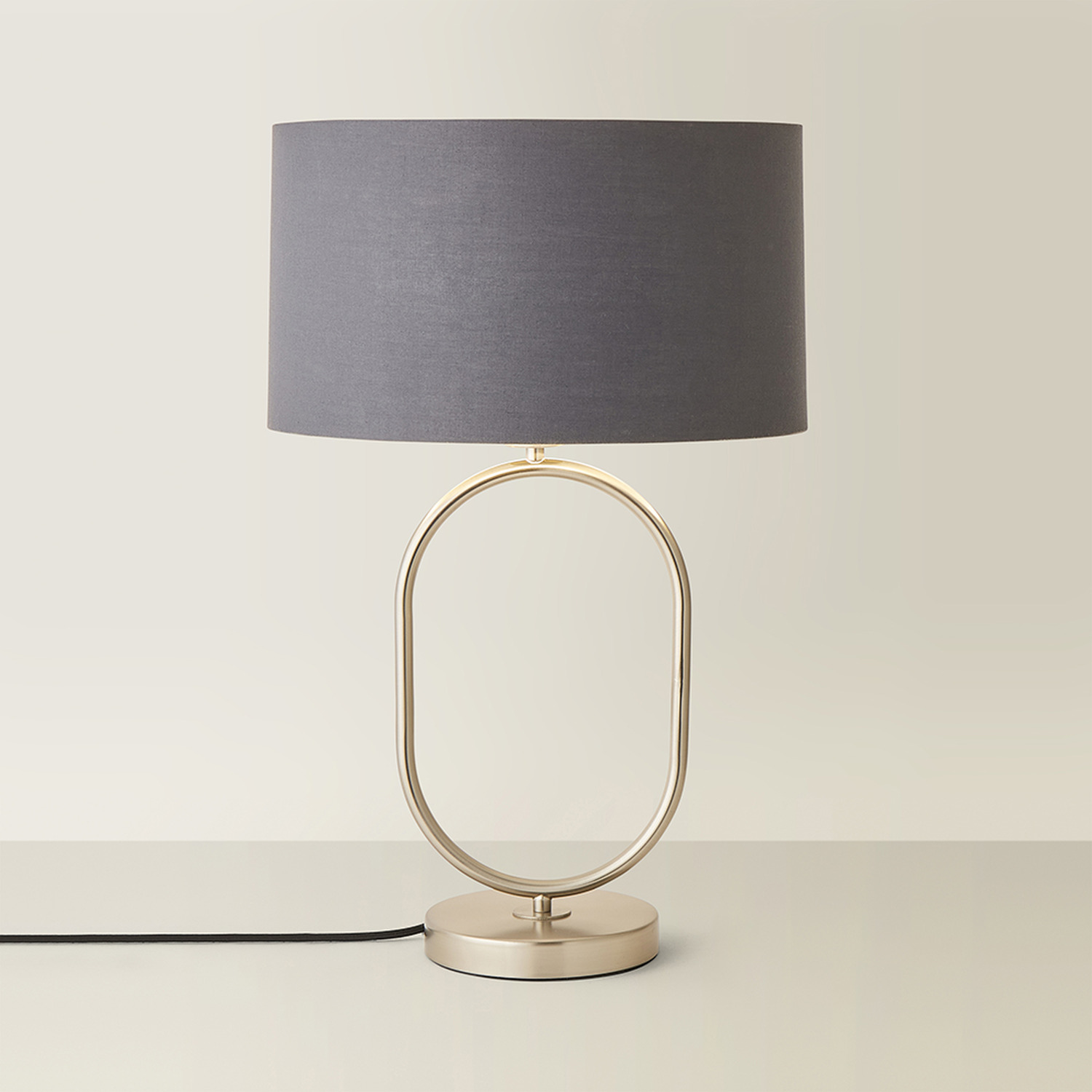 Image of Antonia Brushed Chrome Oval Table Lamp&hellip;