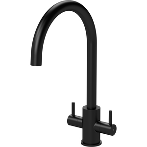 Kitchen Mono Mixer Tap with 2 Lever Handles Matt Black 436mm