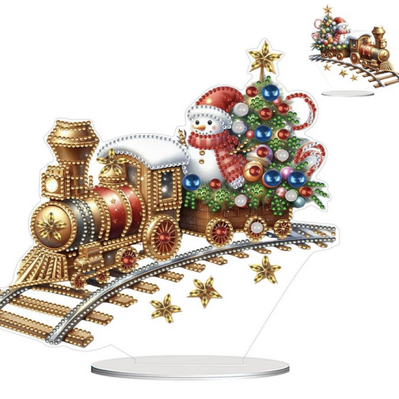 Snowman Train Tabletop Diamond Art Kit