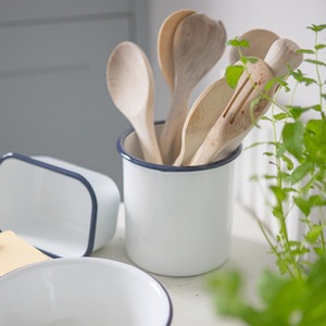 White Enamel Utensil Holder - 15.5cm