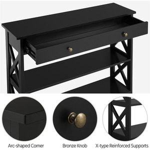 Black / 100cm Yaheetech Console Table with Drawer and Shelves shot 8857831