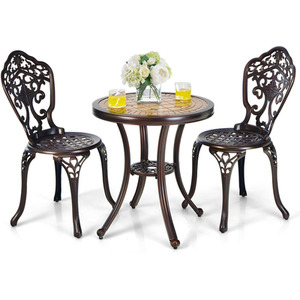 3 Pcs Outdoor Patio Table and Chairs Furniture