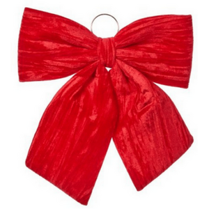 Red Luxurious Velvet Hanging Christmas Bow Decoration