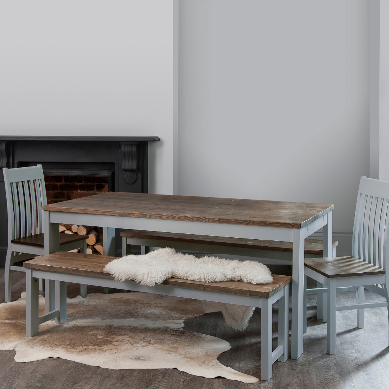 Nordic Dining Table - Grey Dark Pine
