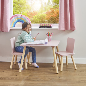 Kids Pink Table and Two Chairs Set