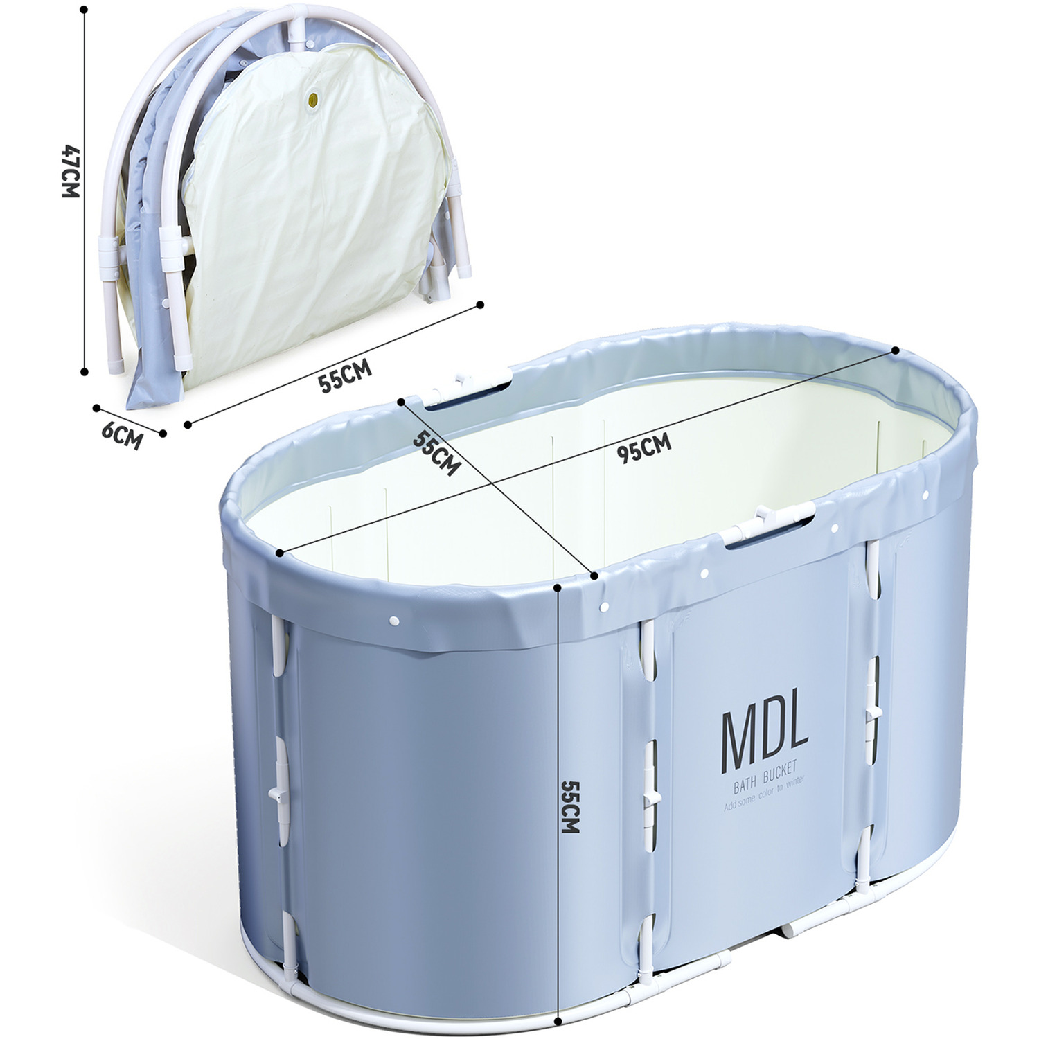Foldable Soaking Tub with Padded Seat