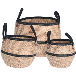 Set of 3 Storage Natural Rustic Woven Baskets