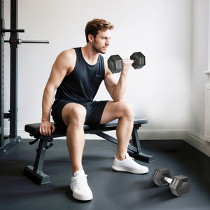 HOMCOM 25KG Rubber Hex Dumbbell