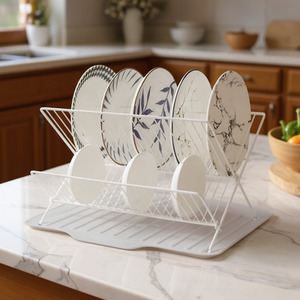 Lifeideas 2 Tier Foldable Countertop Dish Drying Rack with Drip Tray