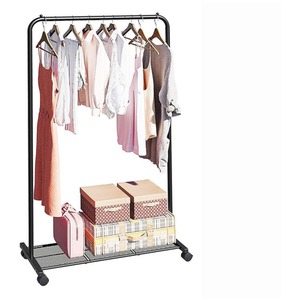 Metal Clothes Storage Rack Rail on Wheels