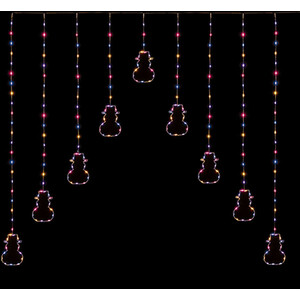 Snowman Christmas Window Curtain Light Decoration 258 Rainbow LEDs