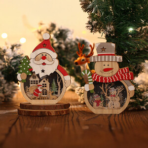 LED Santa Claus Wooden Decorations