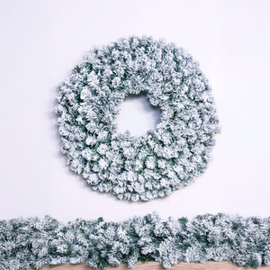 Flocked Extra Wide Arbor Vitae Wreath