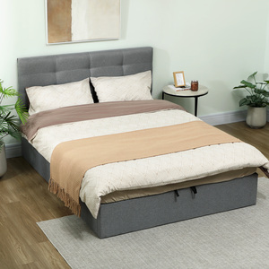 HOMCOM Ottoman Bed Frame with Gas Lift Tufted Headboard
