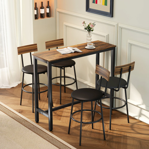 HOMCOM Wood Effect Bar Table for Small Space 835-491V00RB