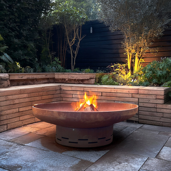 Large Pre-Rusted Corten Steel Fire Pit 91cm