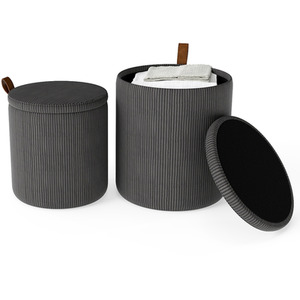 Set of 2 Round Ottoman with Storage