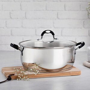 Tramontina Stainless Steel Shallow Stock Pot 30 cm - 8.9l