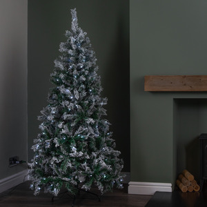 6ft Prelit Snow Flocked Arbor Spruce Christmas Tree with LEDs
