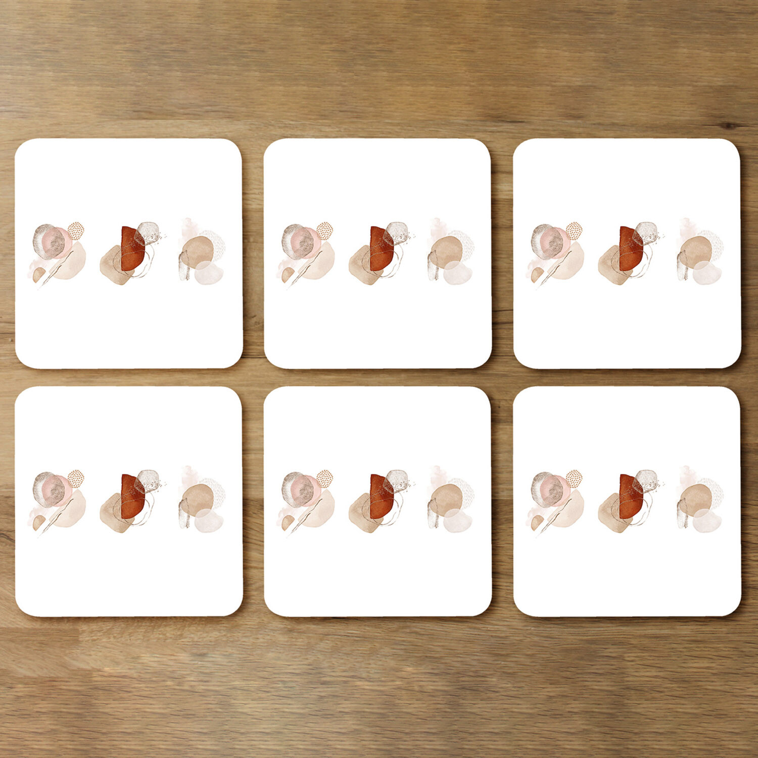 Ivory, beige watercolor Illustration and gold elements Designer Coaster Set - White