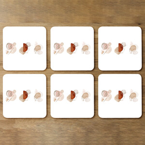 Ivory, beige watercolor Illustration and gold elements Designer Coaster Set