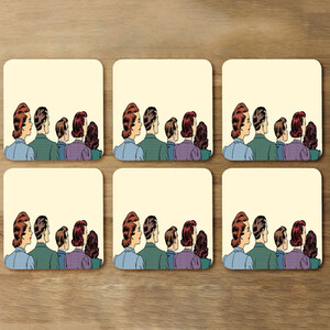 A crowd of spectators stand back retro style pop art Designer Coaster Set