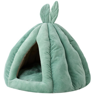 Pumpkin Shaped Cat Cave Bed with Removable Cushion