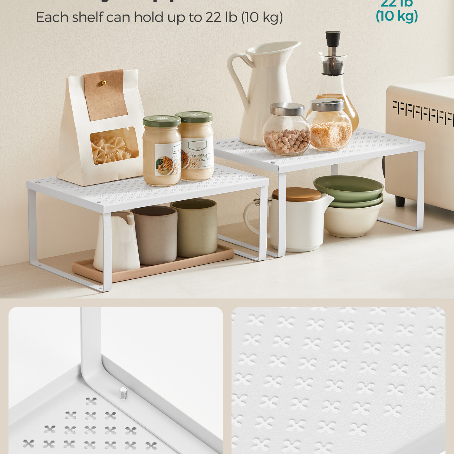Speedee Counter Rack Set of 2 Spice Racks, Cabinet Organizers, Metal Kitchen Counter