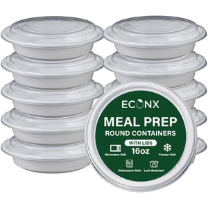 16oz White Plastic Meal Prep Container With Lid
