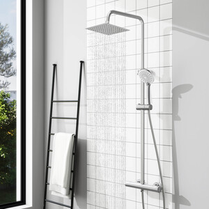 Thermostatic Mixer Shower Set with Twin Head and Adjustable Slide Rail