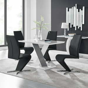 Monza White High Gloss Dining Table  4 Willow Chairs