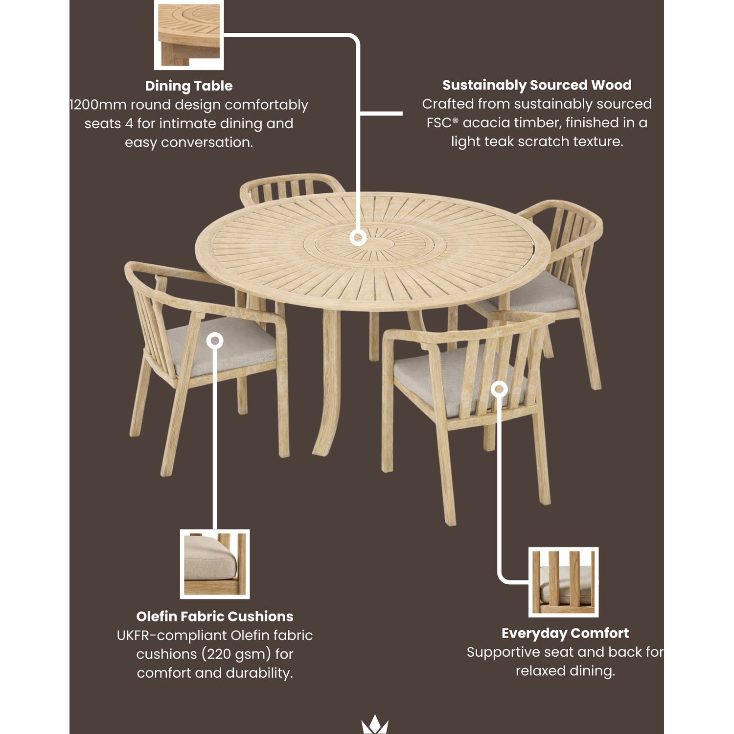 Maris Round Dining Table - Natural