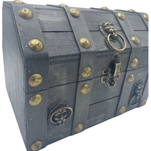 Large Grey Treasure Chest, Spacious Storage Elegant Decor