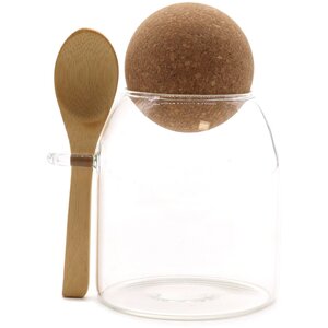 Cottage Cork Ball Glass Jar with Spoon Storage