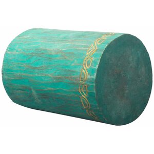 Turquoise Tribal Albasia Stool  Side Table - Handcrafted, Unique Decor