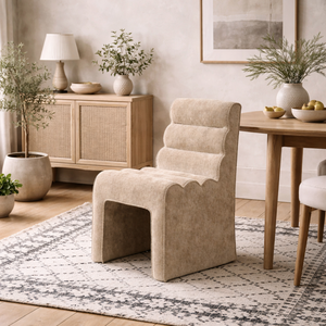 Midleton Retro Ribbed Honey Chenille Dining Chair