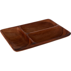 Kora Three Section Serving Dish in Acacia Wood