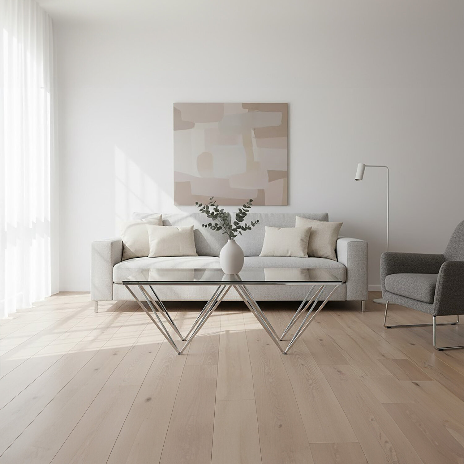Allure Coffee Table With Triangular Base - Silver