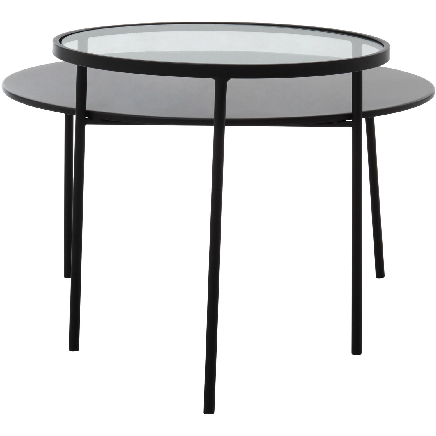 Trento Black Metal And Glass 2 Tier Coffee Table - Black