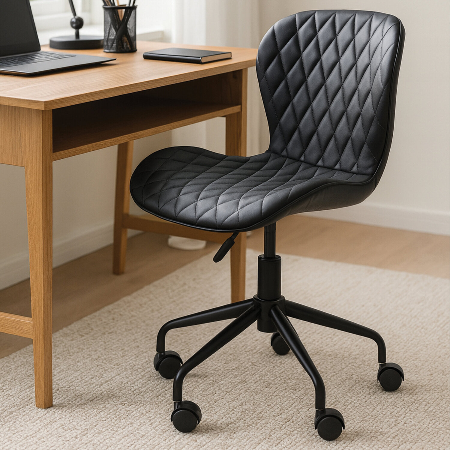 Brent Black Armless Home Office Chair - Black