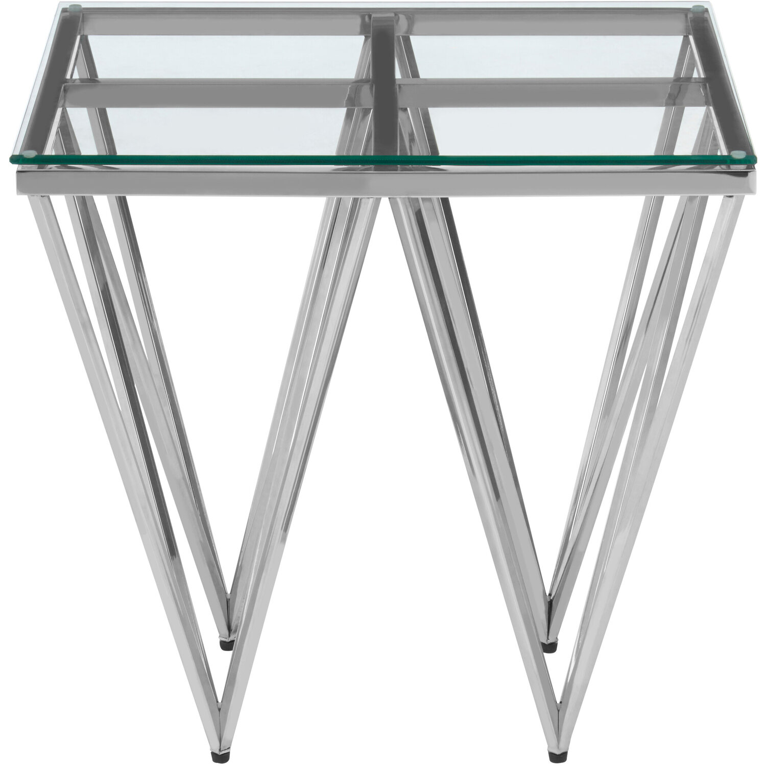 Allure Silver Finish Prismatic Legs End Table - Silver