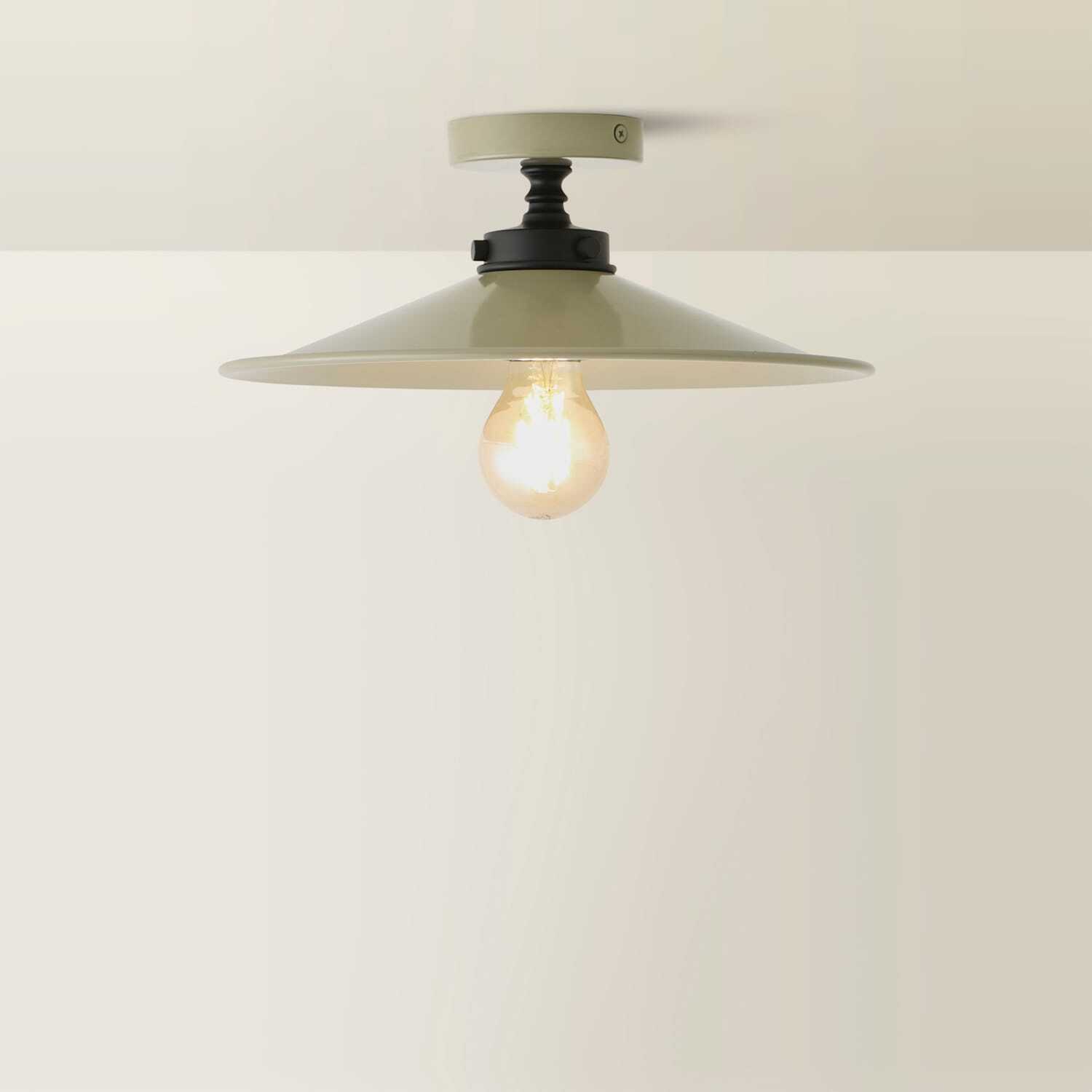 Valuelights Hampstead Rolled Edge Tapered Flush Ceiling Light - Green