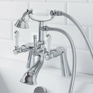 Traditional Bathroom Bath Shower Head Mixer Tap Lever Handle Polished Chrome